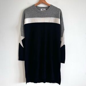 PRVLG Threads of Privilege Gray and Black Star Elbow Cashmere crew neck dress XS